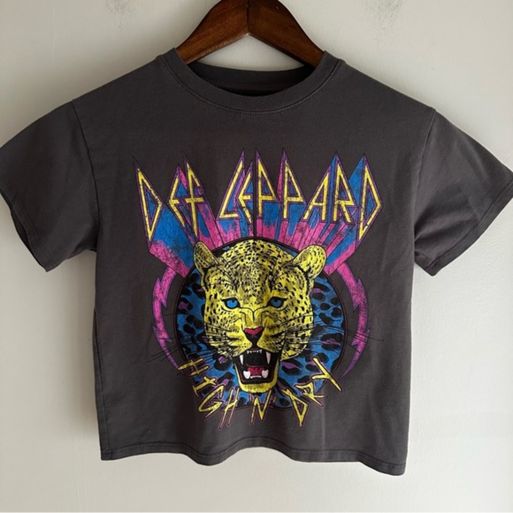 Def Leppard High N Dry Band Tee Shirt Babydoll Tee Cropped Youth Medium 80s Rock